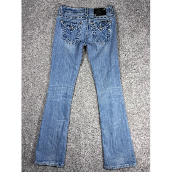 Miss‎ Me Jeans Womens Size 28 Boot Cut Distressed Light Wash Embellished Denim - Picture 2 of 13